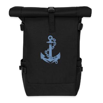 Anchor Sailing Sailboat Sailor Design - Roll Top Backpack - black - Front