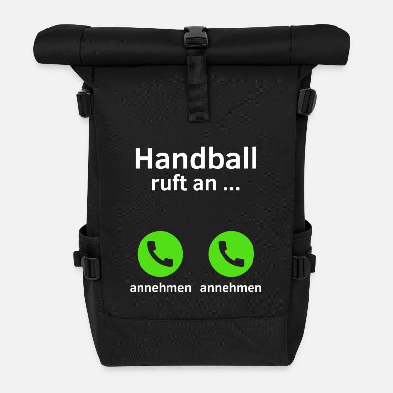 Handball ruft an - annehmen oder annehmen? - Rolltop Rucksack - Schwarz