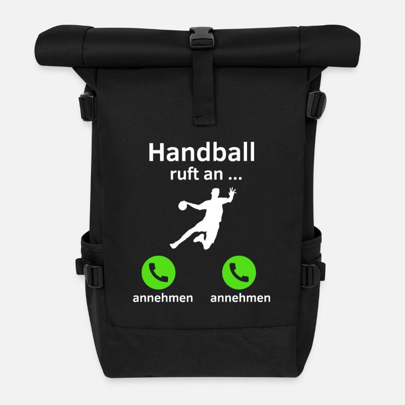 Handball ruft an - annehmen oder annehmen? - Rolltop Rucksack - Schwarz