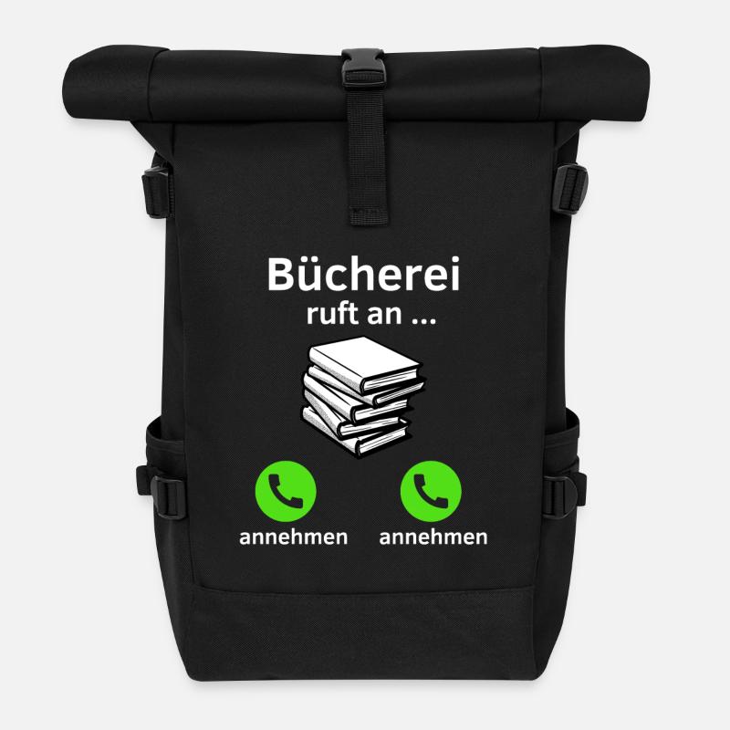 Bücherei ruft an - annehmen oder annehmen? - Rolltop Rucksack - Schwarz