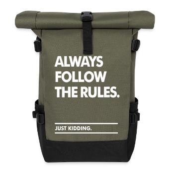 Befolgen Sie die Regeln - Rolltop Rucksack - Olive/Schwarz - Vorne