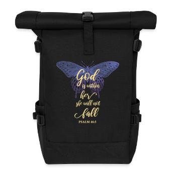 Bibelvers Christliches Motiv - Rolltop Rucksack - Schwarz - Vorne