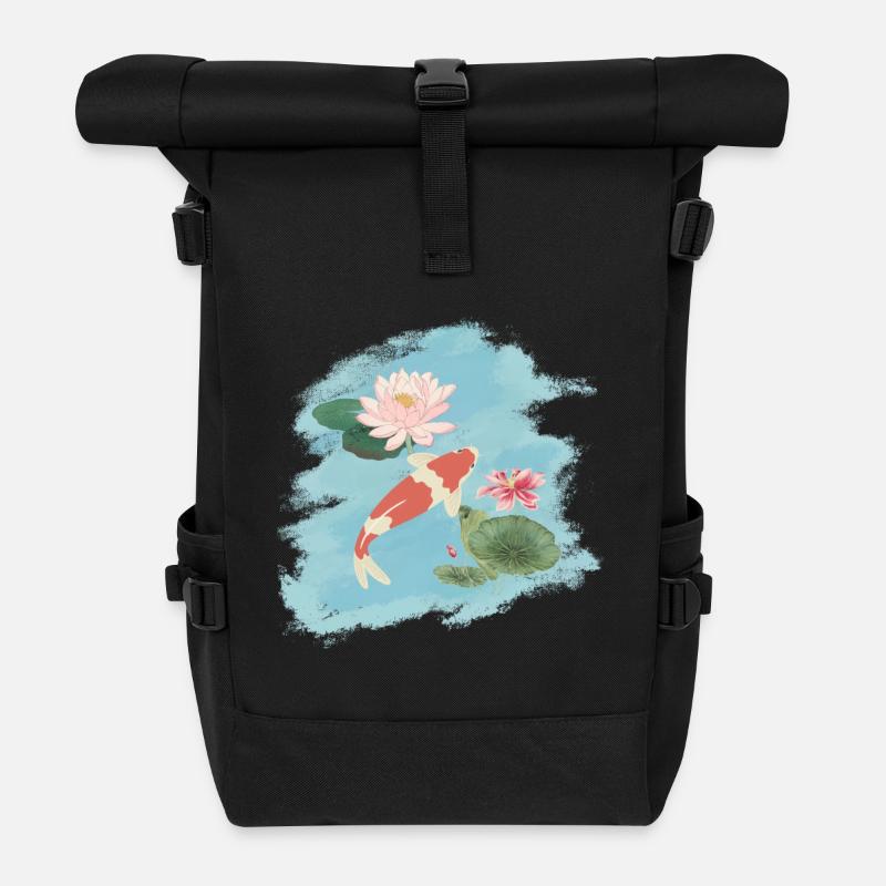 Nuphars roses Koi japonais - Koi Lovers Tee - Sac à dos roll top - noir