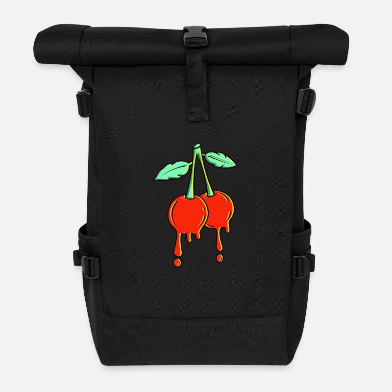 Cerises - Sac à dos roll top - noir