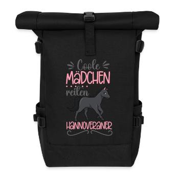 Coole Mädchen reiten Hannoveraner - Rolltop Rucksack - Schwarz - Vorne