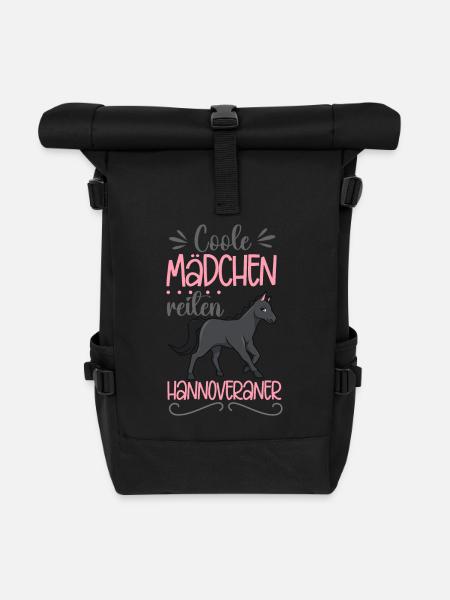 Coole Mädchen reiten Hannoveraner - Rolltop Rucksack - Schwarz