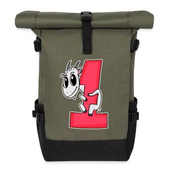 1 an - Inscription à l’école - Motif chèvre - Gagnant - Sac à dos roll top - olive/noir - Devant