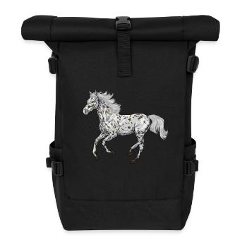 Drawing of an Appaloosa - Roll Top Backpack - black - Front