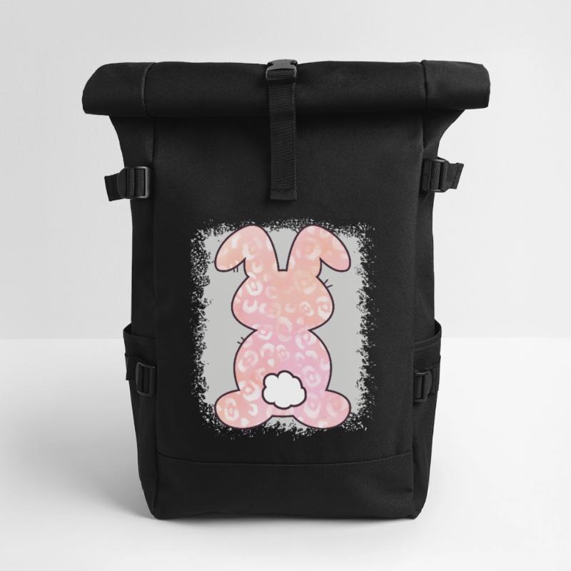Leopard Print Bleached Easter Roll Top Backpack
