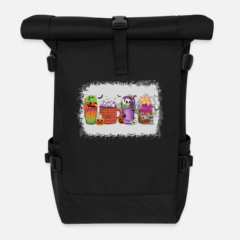 Coupe de chocolat chaud d’automne Halloween - Sac à dos roll top - noir