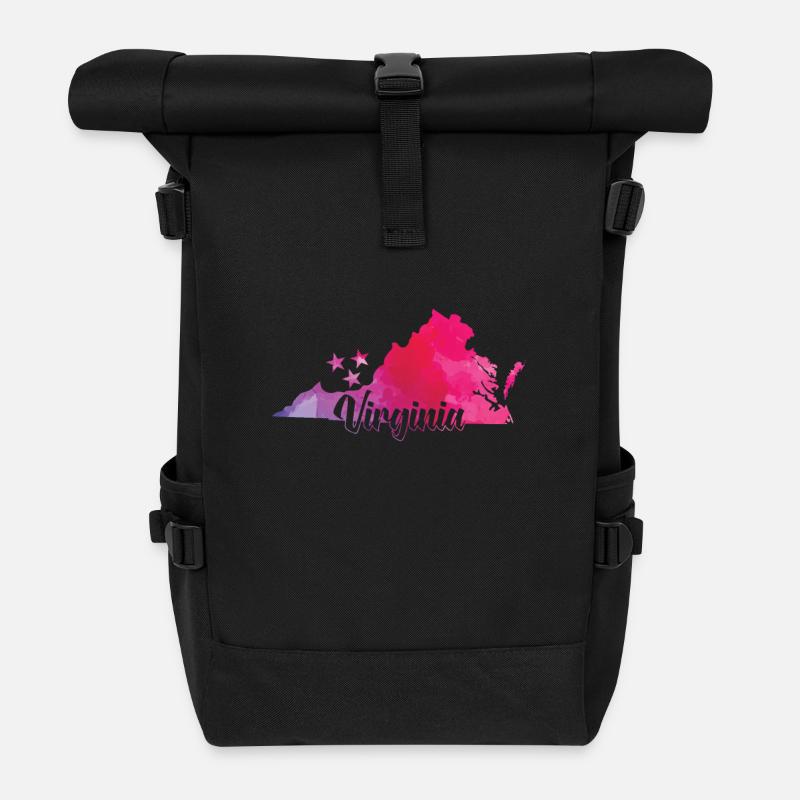 Virginia Karte USA Amerika Bundesstaat - Rolltop Rucksack - Schwarz