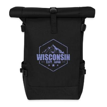 Wisconsin Est. 1848 USA State - Roll Top Backpack - black - Front