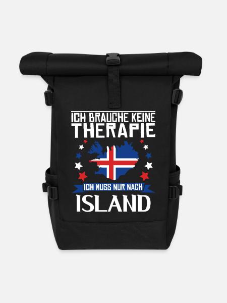 Ich brauche keine Therapie - Island - Rolltop Rucksack - Schwarz