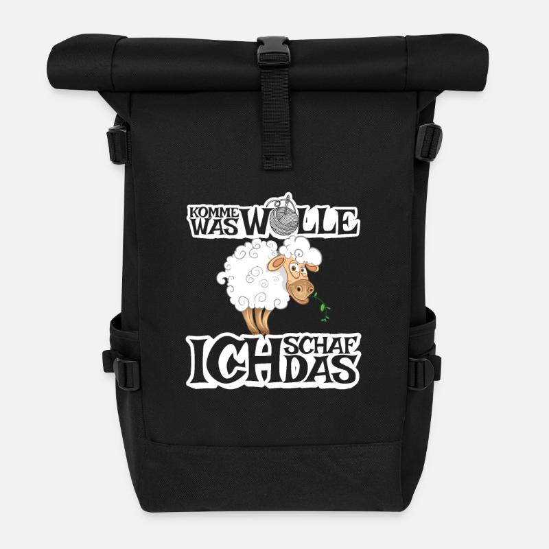 Komme was Wolle ich Schaf das - Rolltop Rucksack - Schwarz