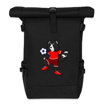 Comic Border Collie spielt Fußball - Rolltop Rucksack - Schwarz - Vorne
