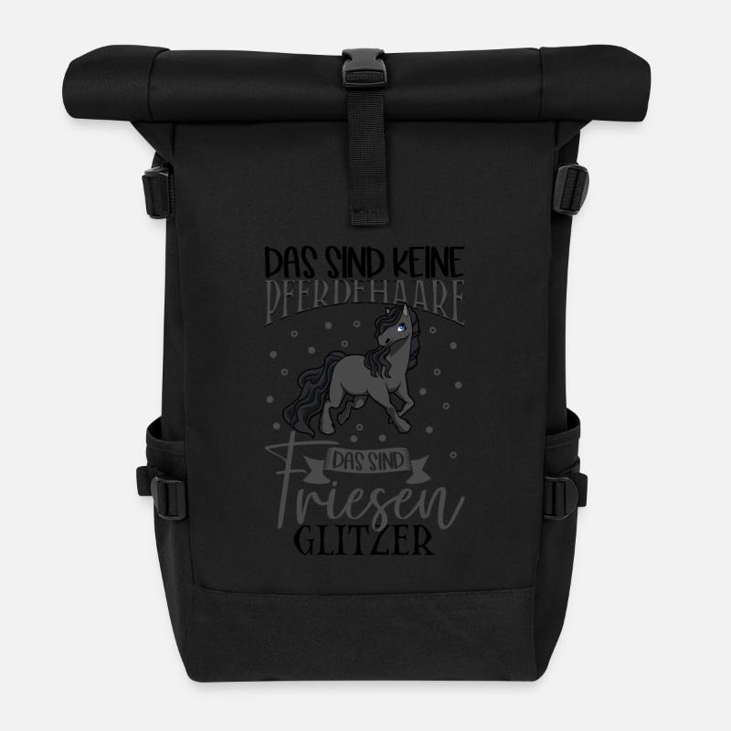Friesen Glitzer - Das sind keine Pferdehaare - Rolltop Rucksack - Schwarz