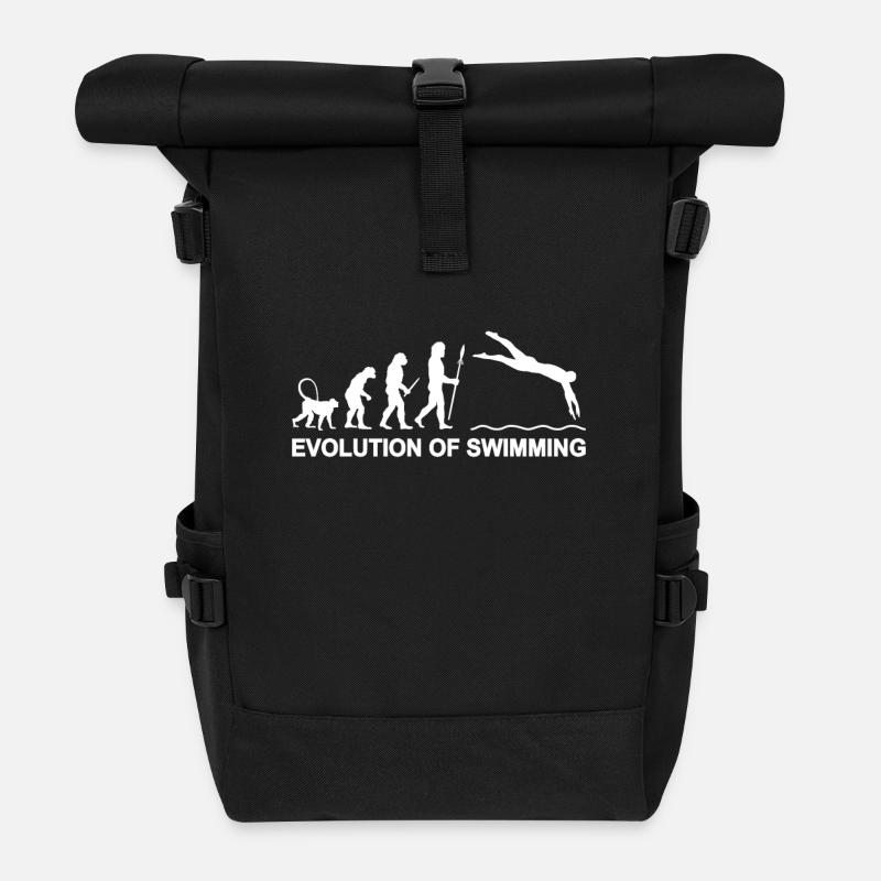 Evolution of Swimming - Roll Top Backpack - black