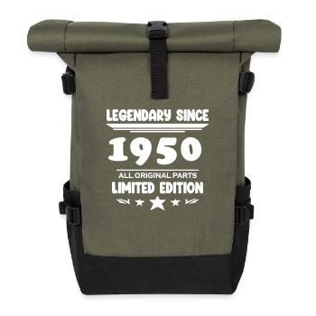 1950 - Jahrgang 1950 - Baujahr 1950 Spruch - Rolltop Rucksack - Olive/Schwarz - Vorne