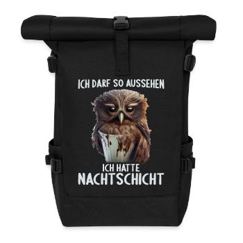 Nachtschicht Dienst Krankenschwester Pflegekraft - Rolltop Rucksack - Schwarz - Vorne