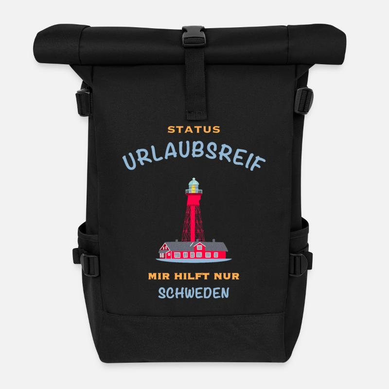 Schweden, Leuchtturm Pater Noster, Urlaubsreif - Rolltop Rucksack - Schwarz