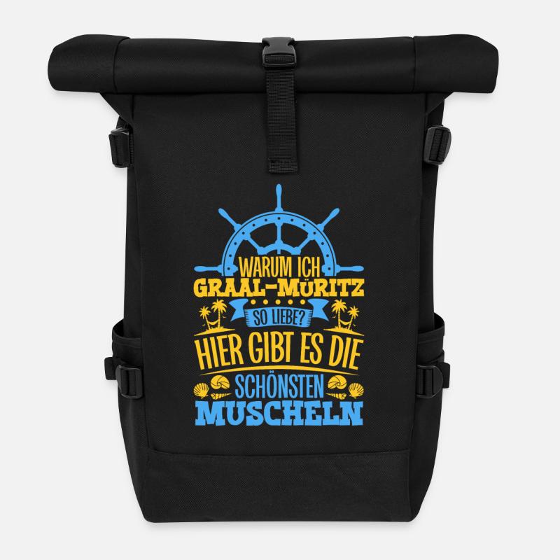 Schöne Muscheln - Warum ich Graal-Müritz so liebe - Rolltop Rucksack - Schwarz