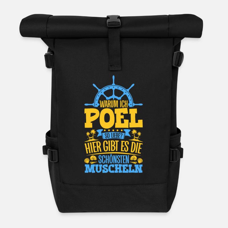 Schöne Muscheln - Warum ich Poel so liebe - Rolltop Rucksack - Schwarz