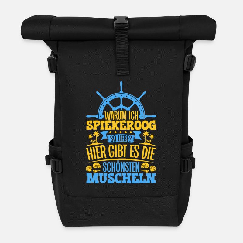Schöne Muscheln - Warum ich Spiekeroog so liebe - Rolltop Rucksack - Schwarz