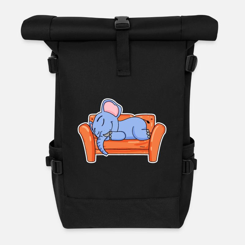 Elefant Liegen Niedlich Schlafen Schlaf - Rolltop Rucksack - Schwarz