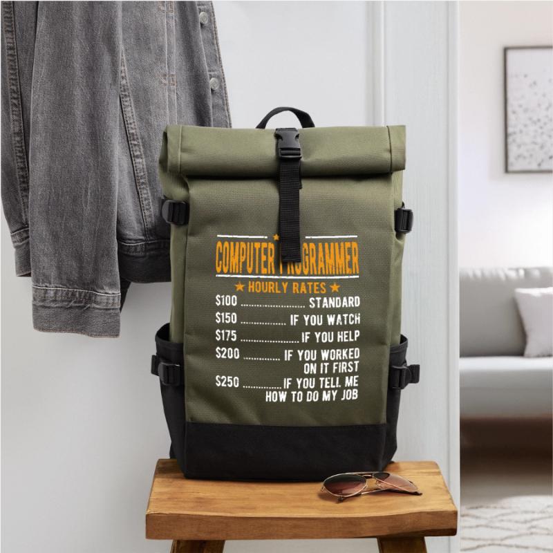 Computerprogrammierer Stundenlohn Rolltop Rucksack