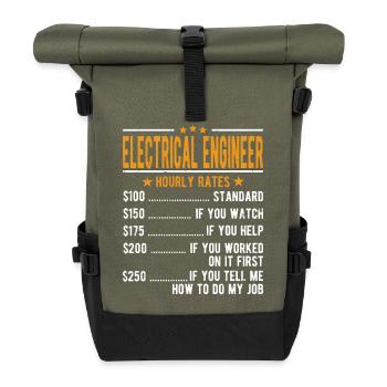 Elektroingenieur Stundenlohn - Rolltop Rucksack - Olive/Schwarz - Vorne