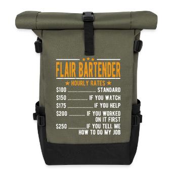 Flair Bartender Hourly Wage - Roll Top Backpack - olive/black - Front