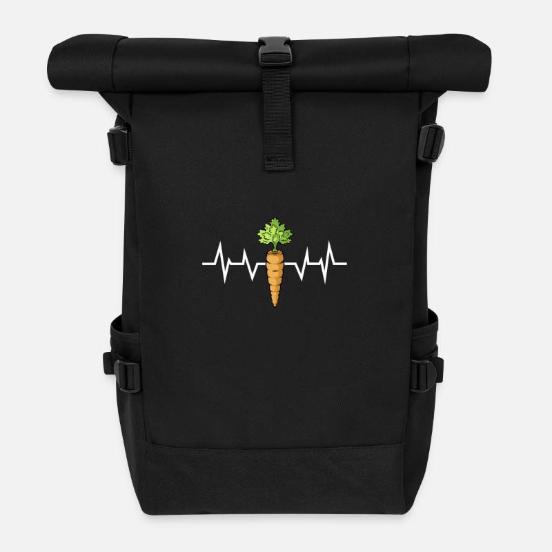 Karotte Gemüse Herzschlag - Rolltop Rucksack - Schwarz
