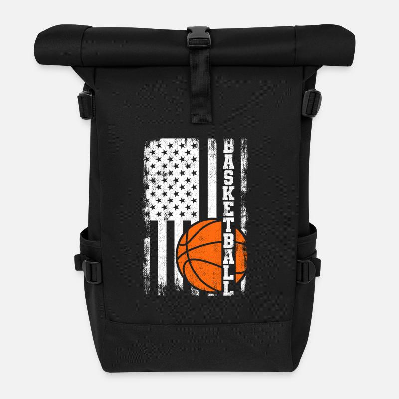 Patriotischer Basketballer - Rolltop Rucksack - Schwarz