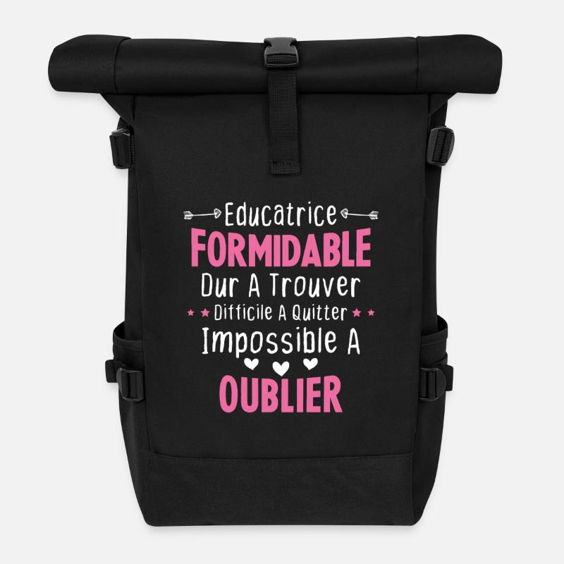 Éducatrice formidable cadeau Éducatrice d'école - Sac à dos roll top - noir