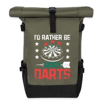 I'd rather be playing darts - Roll Top Backpack - olive/black - Front