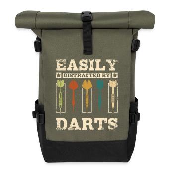 Lässt sich leicht durch Darts ablenken - Rolltop Rucksack - Olive/Schwarz - Vorne