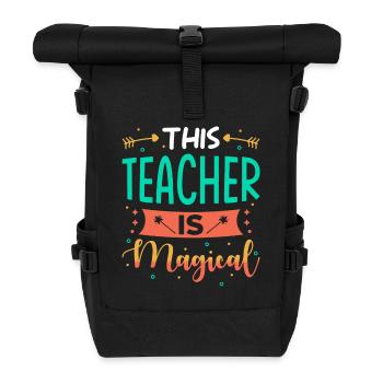 Lehrerin Geschenk - Rolltop Rucksack - Schwarz - Vorne