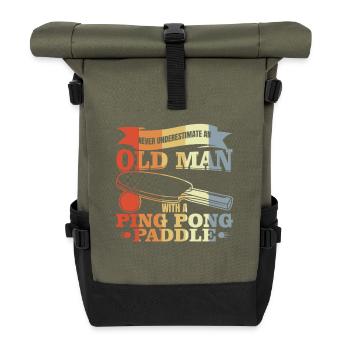 Joueur de tennis de table vieil homme - Sac à dos roll top - olive/noir - Devant