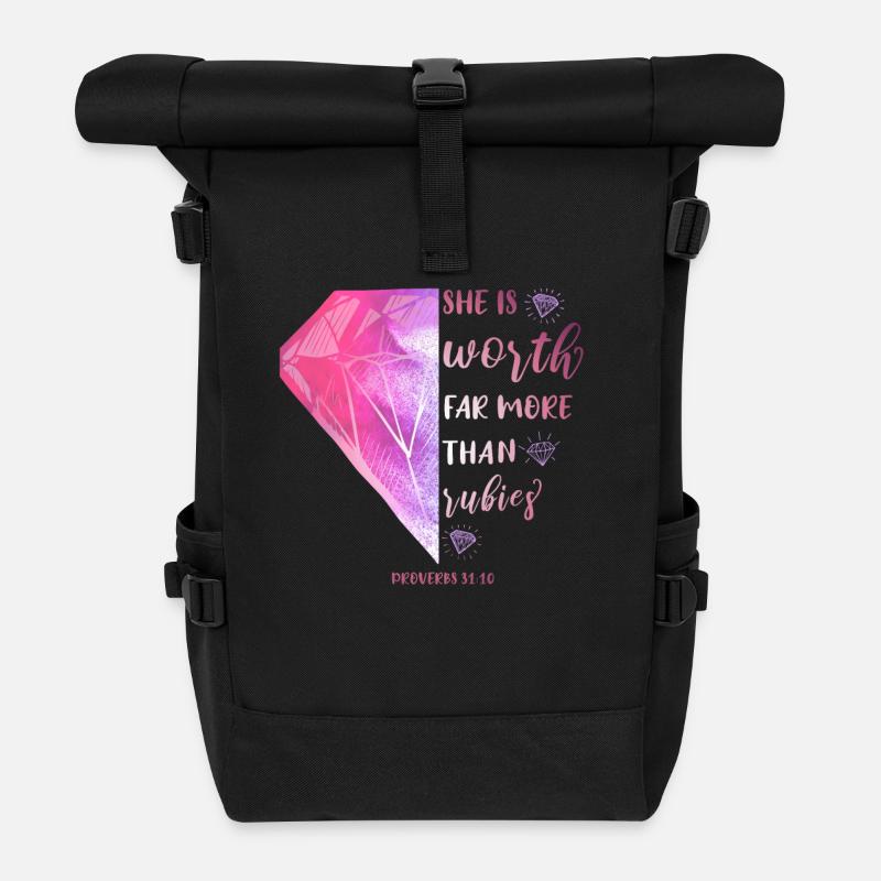 Religiöses Motiv Bibelvers - Rolltop Rucksack - Schwarz