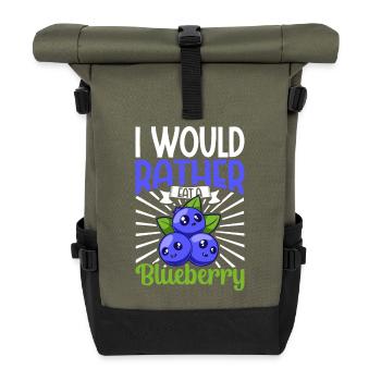Je préfère manger une myrtille - Blaubeere - Sac à dos roll top - olive/noir - Devant