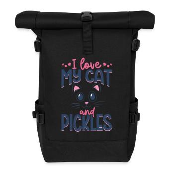 I love my cat and pickles - Gurke - Rolltop Rucksack - Schwarz - Vorne
