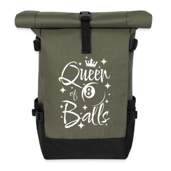 Pool billard queen of 8 balls - Rolltop Rucksack - Olive/Schwarz - Vorne