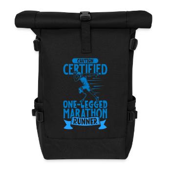 Certified marathon runner with running prosthesis - Roll Top Backpack - black - Front