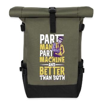 Half machine half human - arm prosthesis - Roll Top Backpack - olive/black - Front