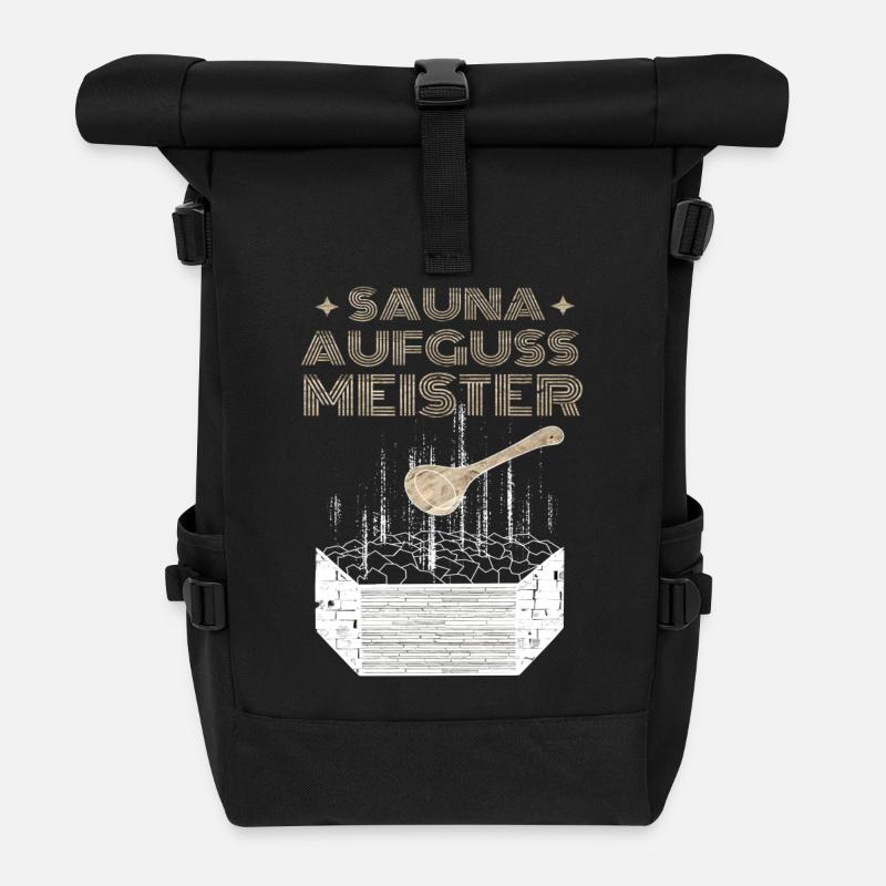 Sauna Aufguss Meister - Rolltop Rucksack - Schwarz