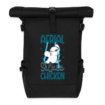 Yoga Aérien sur Soie - Poulet Silkie Aérien - Sac à dos roll top - noir - Devant