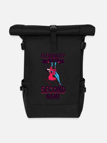 Flamingo beim Aerial Silks - Rolltop Rucksack - Schwarz