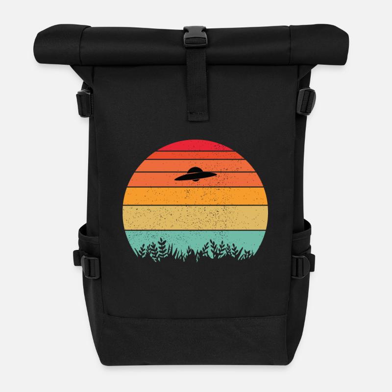 Ovni soleil retro extra terrestres aliens - Sac à dos roll top - noir