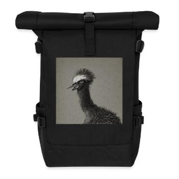 Emu portrait in 19th century style - Roll Top Backpack - black - Front