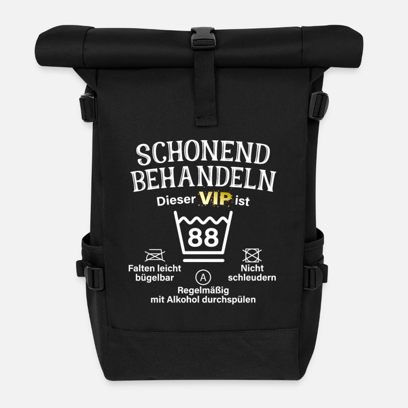 88. Geburtstag Schonend Behandeln 88 VIP ist 88 - Rolltop Rucksack - Schwarz
